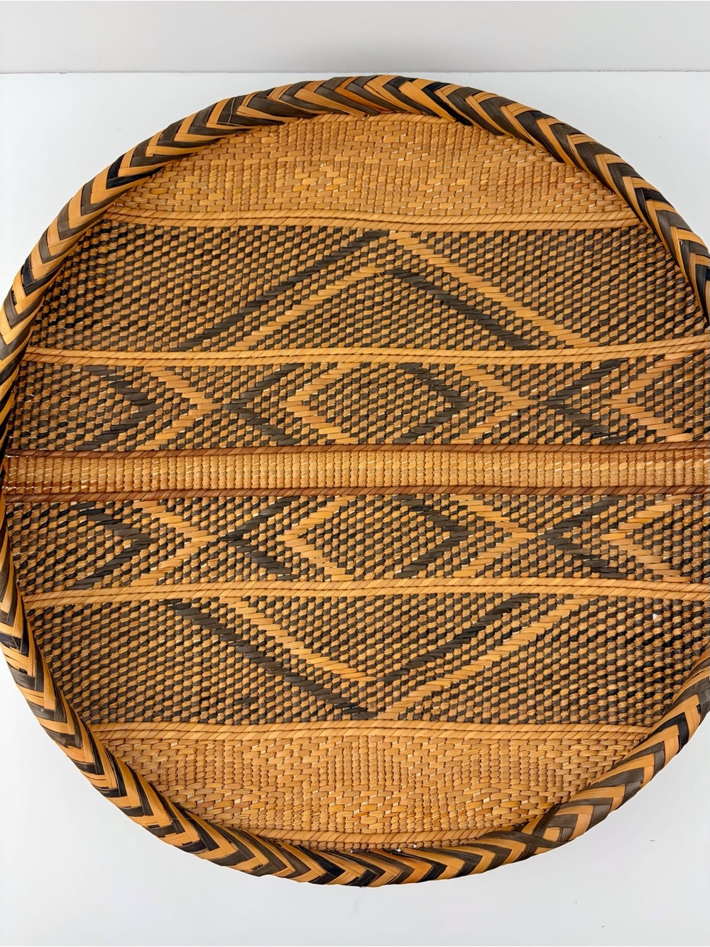 Gokwe Winnowing Basket Bowl Zimbabwe Wicker Hand Woven 15.5 inch African Wall
